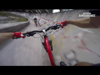 biking down the bobsleigh track